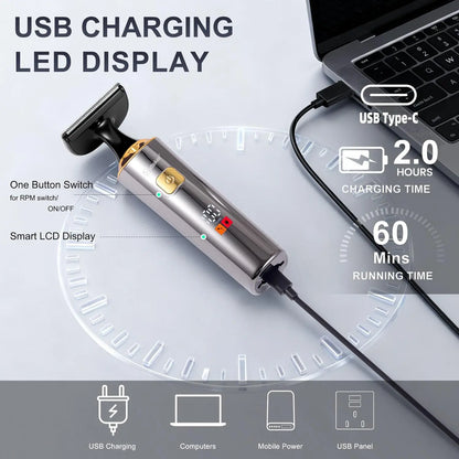 Hatteker Electric Mens Back Shaver Body Trimmer Hair Groomer 4 in 1 Kit with Extendable Auxiliary Arm Waterproof Facial,Chin,Arm,Back,Pubic Hair Trimmer Grooming Set
