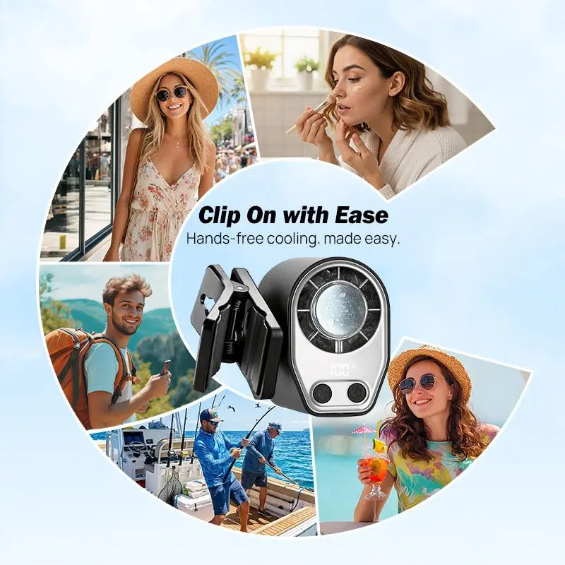 JOYTUTUS Semiconductor Cooling Clip-On Fan - Portable Fan, Car Vehicle Accessories, 360° Rotatable, 100-Speed Adjustable, USB Rechargeable, 3000Mah Battery, LED Display, Cool Tech Gadget