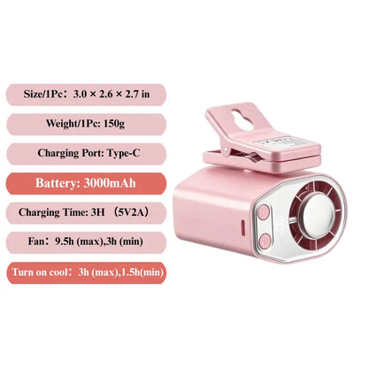 JOYTUTUS Semiconductor Cooling Clip-On Fan - Portable Fan, Car Vehicle Accessories, 360° Rotatable, 100-Speed Adjustable, USB Rechargeable, 3000Mah Battery, LED Display, Cool Tech Gadget