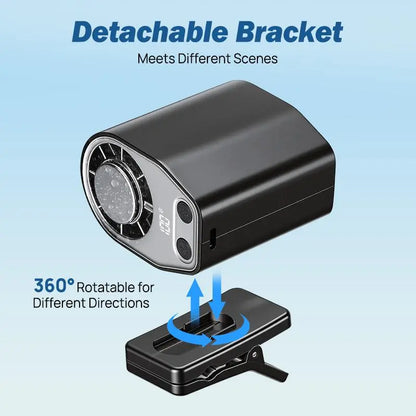 JOYTUTUS Semiconductor Cooling Clip-On Fan - Portable Fan, Car Vehicle Accessories, 360° Rotatable, 100-Speed Adjustable, USB Rechargeable, 3000Mah Battery, LED Display, Cool Tech Gadget